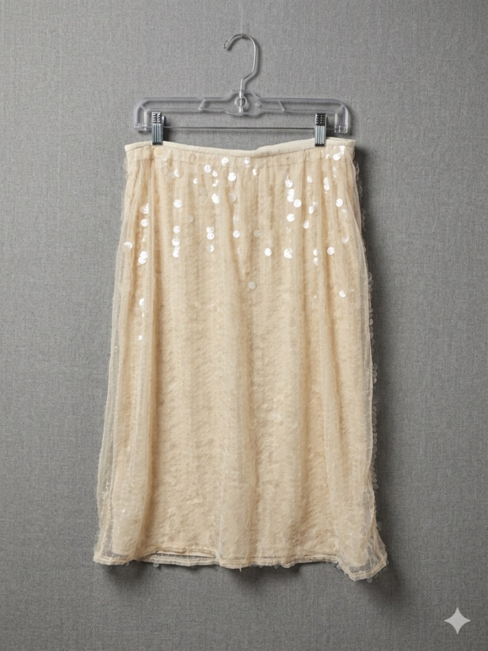 NWT Old Navy Sequin Midi Pencil Skirt Large Petite Creme Shine High Waisted